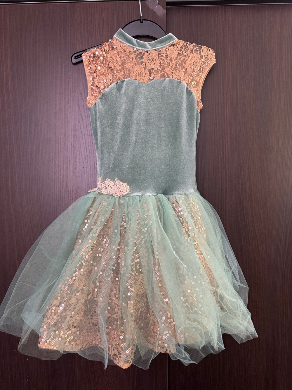 Revolution Mint Green and Peach Sequin Tulle Dance Costume